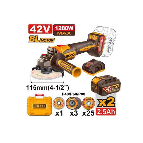 مینی فرز شارژی براشلس 42 ولت اینکو مدل CAGLI4128112