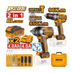 ست کمبو ابزار شارژی 2 عددی اینکو مدل COSLI250586
