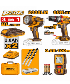 ست کمبو ابزار شارژی 3 عددی اینکو مدل COSLI250885